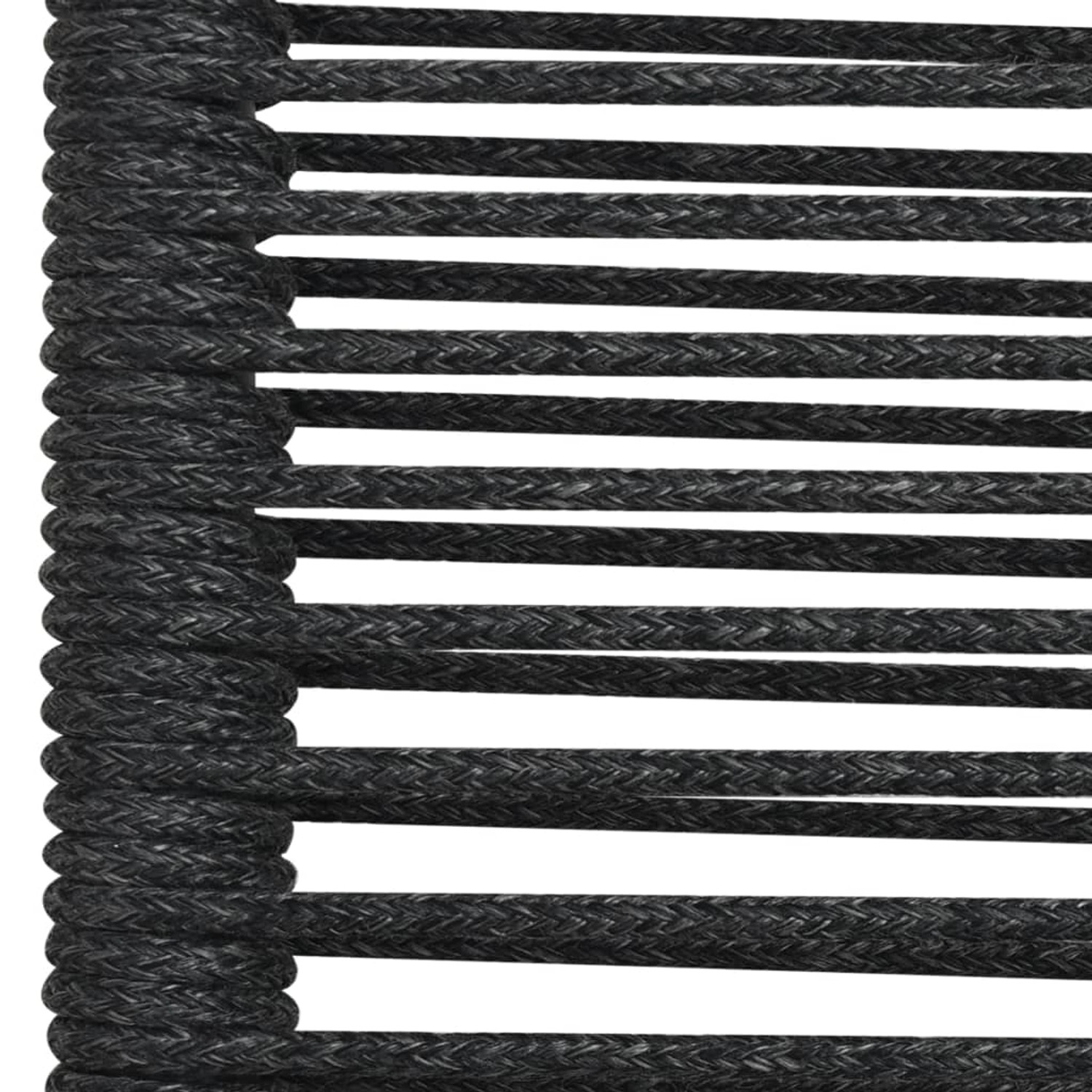 Detailansicht: Schwarzes Baumwollseil-Design der vidaXL Garten-Essgruppe.