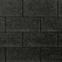 Detailaufnahme der Dacheindeckung für Alpholz Gartenhaus Valeria-28, schwarze Bitumenplatten.