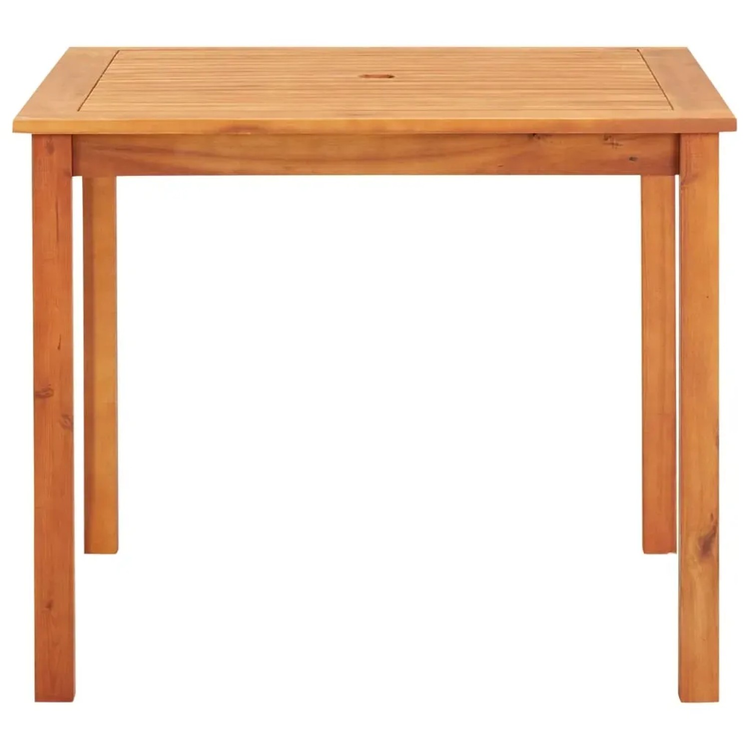 Quadratischer Gartentisch aus Akazienholz, Teil der 3-tlg. Essgruppe.