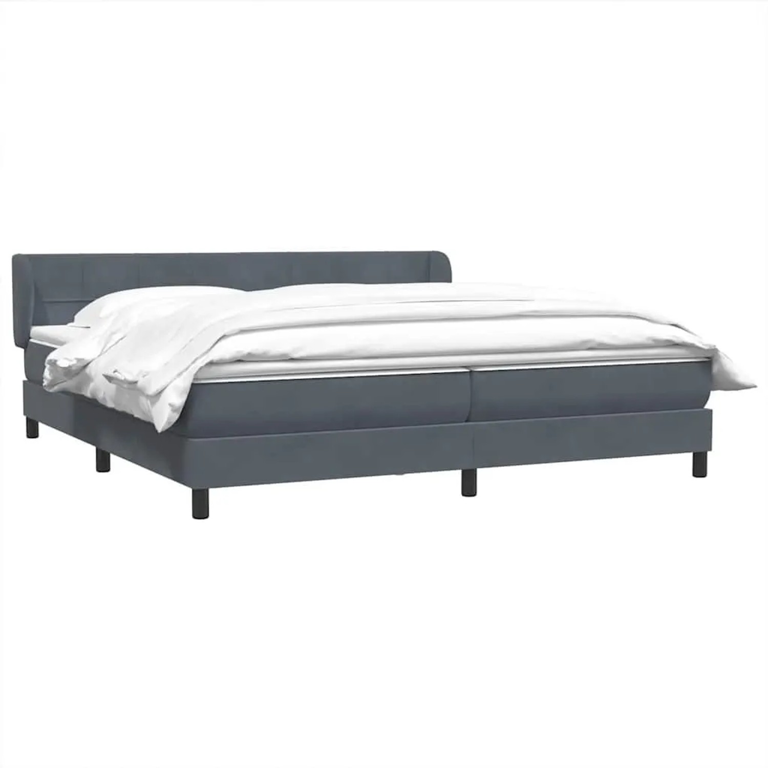 vidaXL Boxspringbett mit Matratzen Dunkelgrau 180x220 cm Samt 3317578