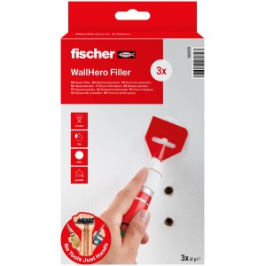 Fischer Reparaturspachtel Gow 3er-Pack: Gebrauchsfertige Spachtelmasse zum Ausbessern von Löchern und Rissen.
