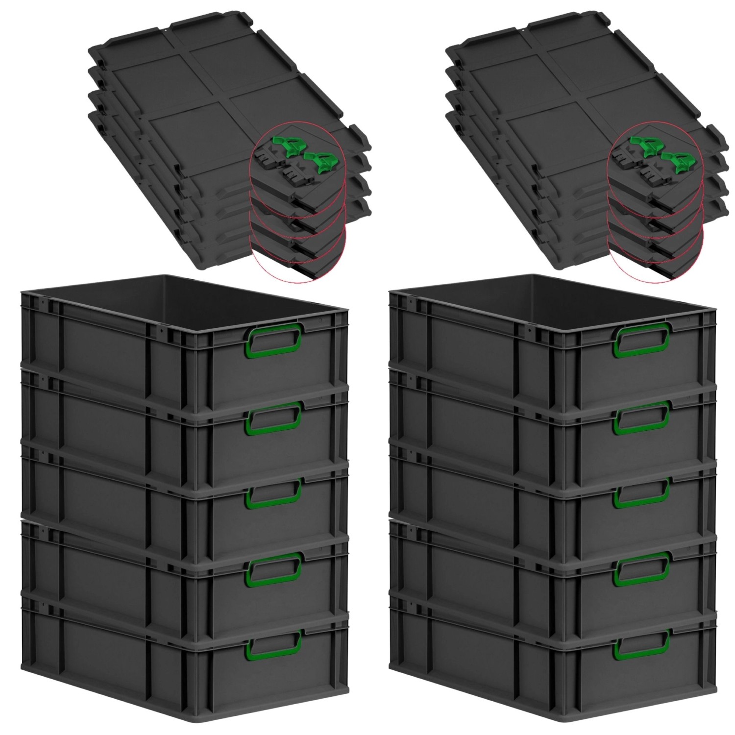 PROREGAL SuperSparSet 10x Eurobox Nextgen Color Mit Scharnierdeckel HxBxT 1 günstig online kaufen