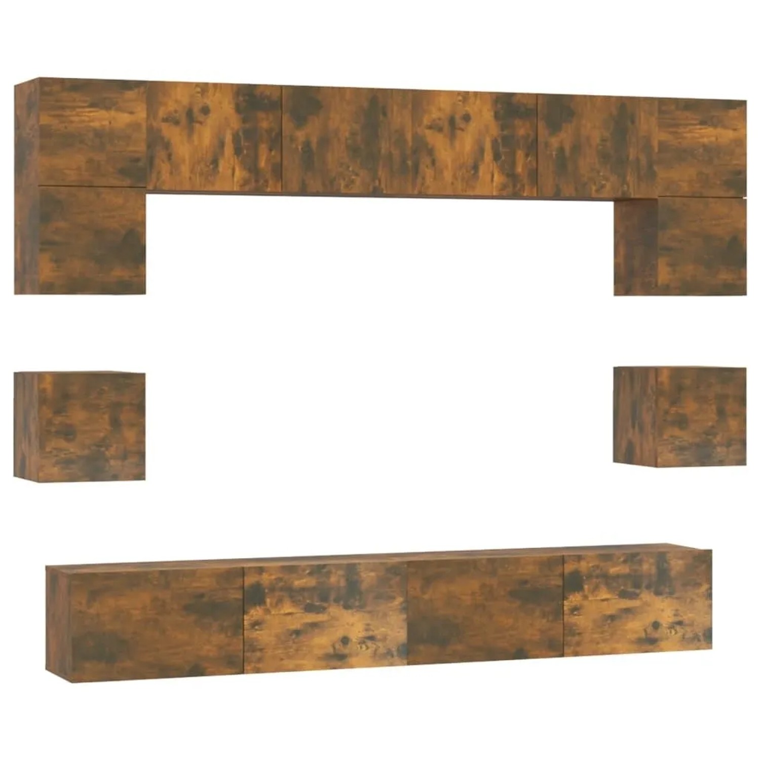vidaXL 8-Tlg TV-Schrank-Set Räuchereiche Holzwerkstoff 3114419