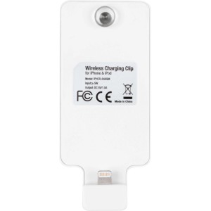 Weißer Adapter für induktives Laden von IOS-Geräten mit Saugnapf. Passend für iPhone & iPod.