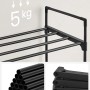 Schwarzes Songmics Metallregal mit 3 Ebenen, Detailaufnahme der Konstruktion und Belastbarkeit.