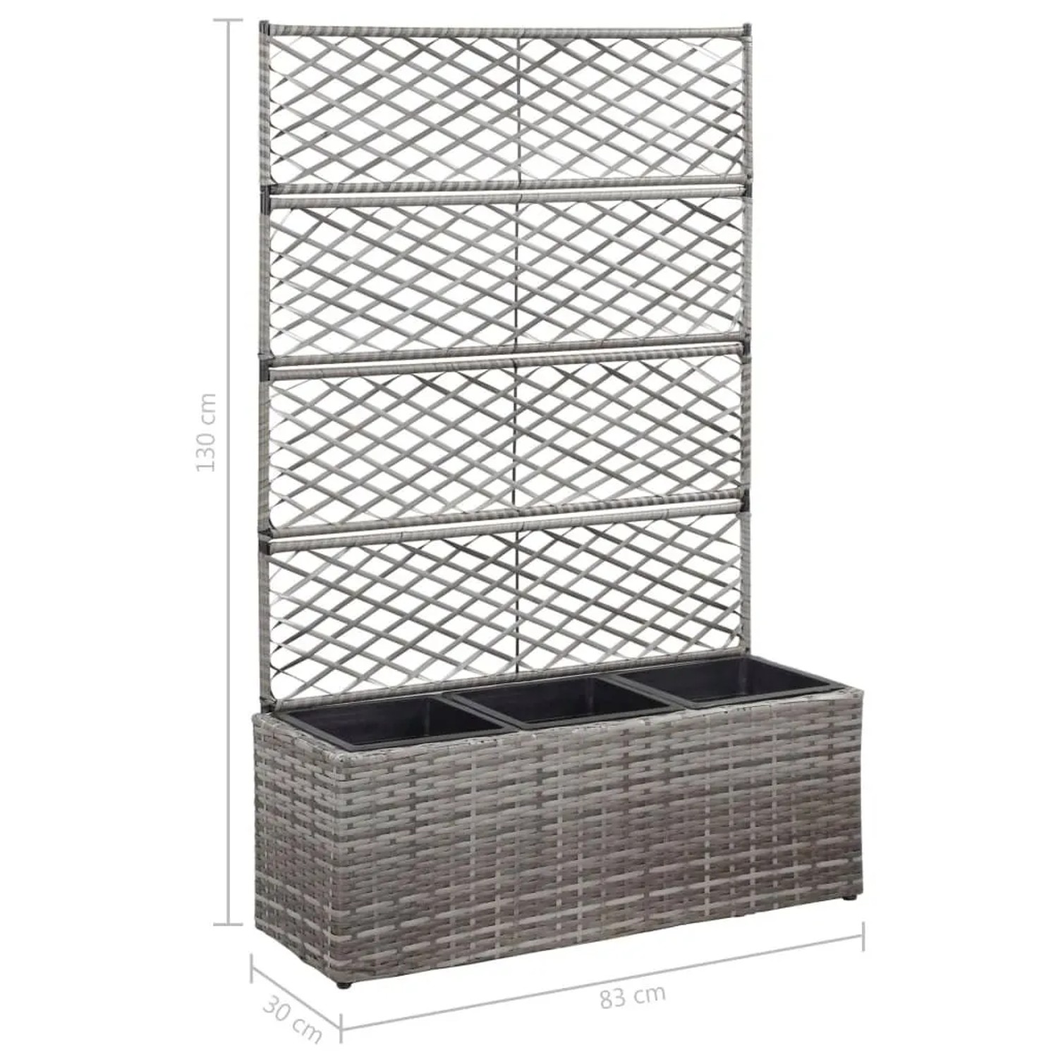 DELUKE Rankkasten Pflanzgefäß ELOT Aus Rattan Grau 3 Töpfe 83x30x130cm Hochbeet Rankgitter Pflanzkasten Blumenkasten Rankhilfe_7