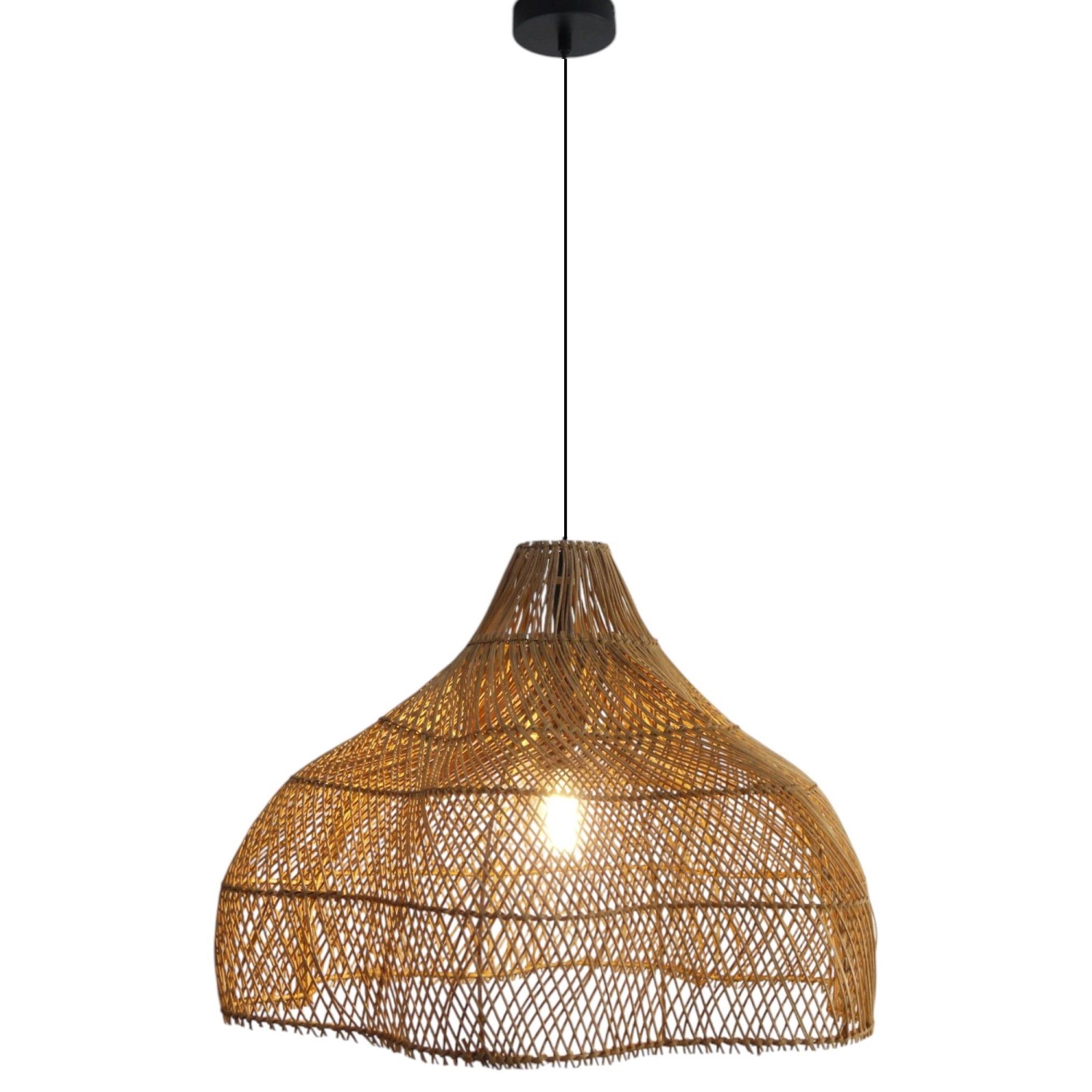 Dapo Decken Pendelleuchte Amanda 60cm Rattan Braun E27 IP20 günstig online kaufen