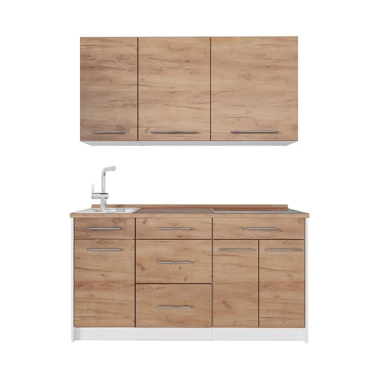 Vicco Singleküche Fame-Line Goldkraft Eiche 150 x 82 AP Eiche Art Nr 62971