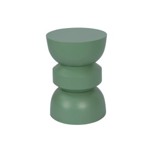 Mandelgrüner Toqo Gartenbeistelltisch aus Metall, 35 cm, mit modernem, geometrischem Design.