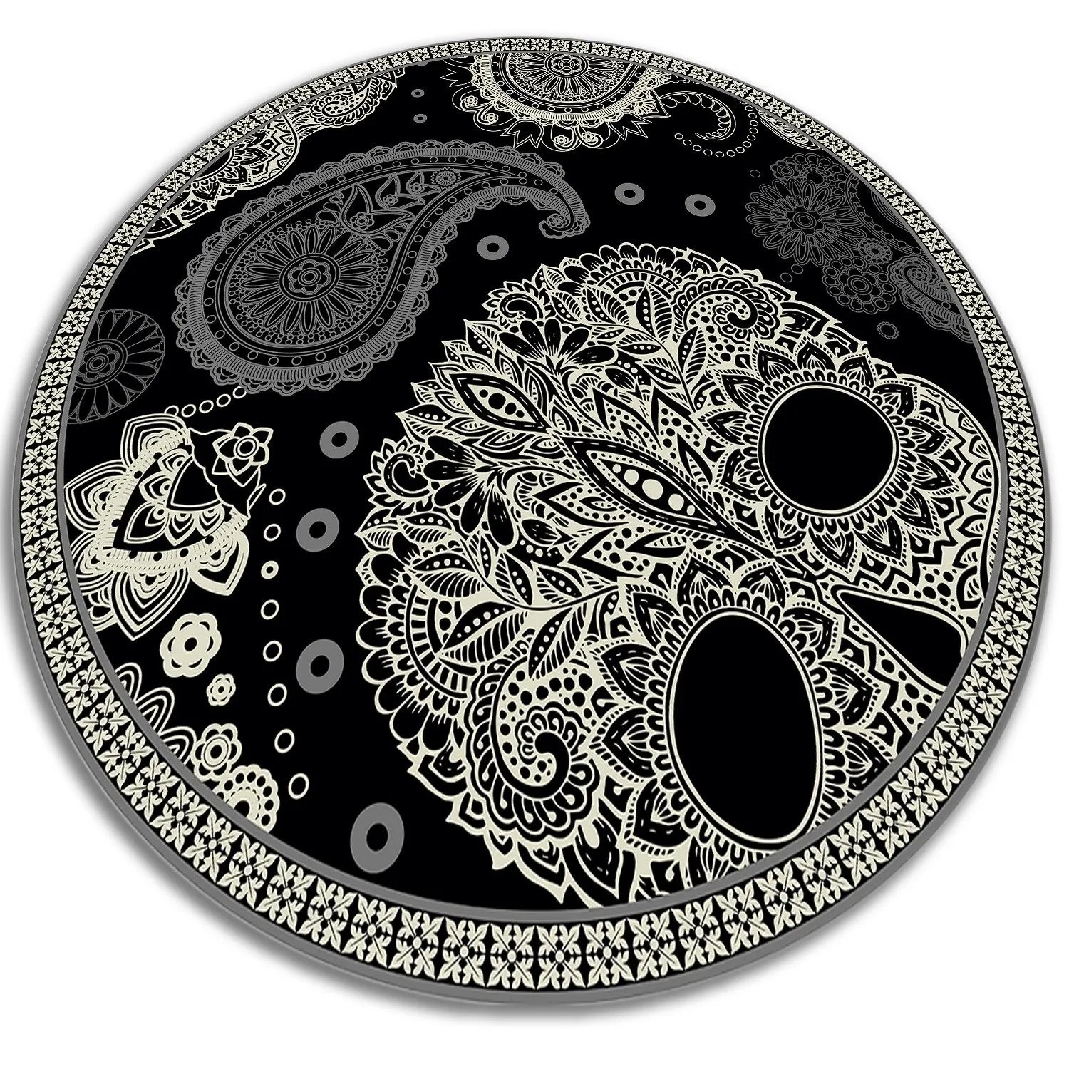 Tulup Teppich Schädel Tapijt Vinyl 140x140 cm Schwarz PVC Tapijt Vloerkleed günstig online kaufen