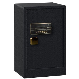 Schwarzer, feuerfester KARAT Tresor Super Pit mit doppeltem Schlüsselschloss, 73x45x40 cm.