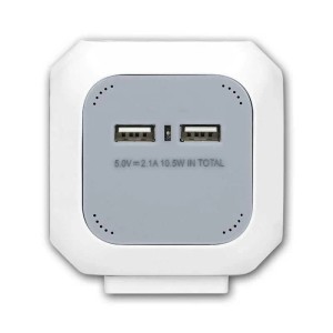 world-trading-net SteckdosenWürfel 4-fach + 2x USB-A 14m Kabel