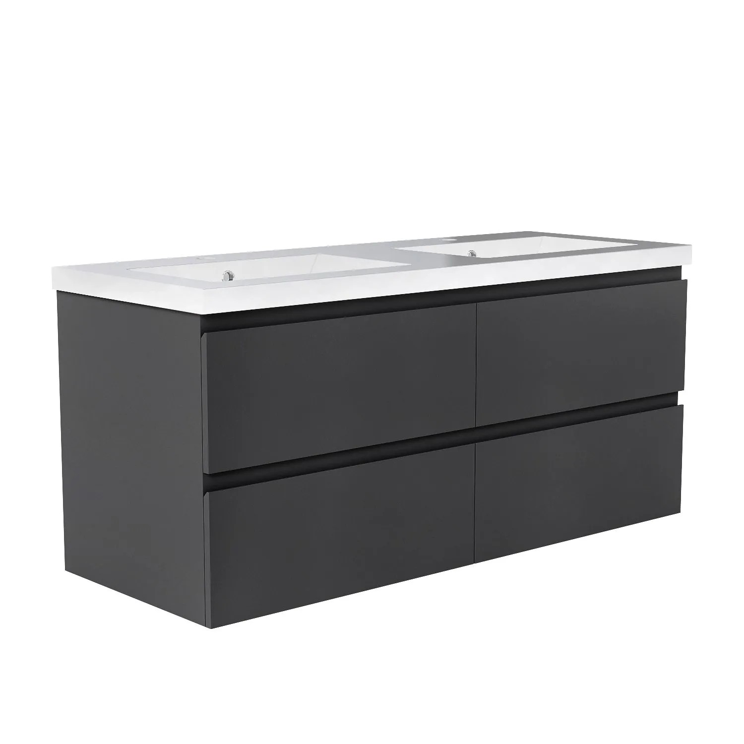 AICA Waschtisch mit Unterschrank 120 cm Aalst Badmöbel Set 2 tlg. Waschbecken mit Unterschrank Anthrazit Matt Softclose