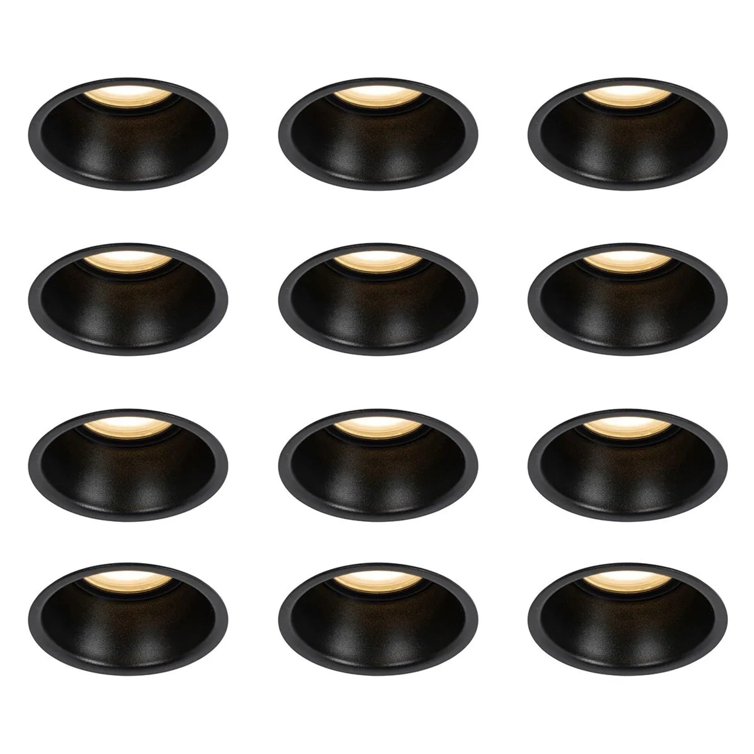 QAZQA Set mit 12 Schwarzen Einbauleuchten GU10 50mm IP44 Dept