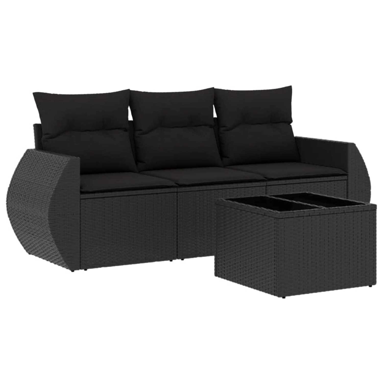 vidaXL 4-tlg Garten-Sofagarnitur mit Kissen Schwarz Poly Rattan Modell 15 günstig online kaufen