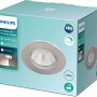 Verpackung eines runden, dimmbaren Philips LED-Einbauspots Dive SL261 in Nickeloptik, geeignet für Feuchträume.