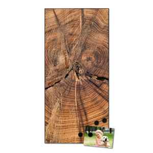 Schwarze Magnettafel 37x78cm mit Jahresringe-Motiv, inkl. Magnete. Wanddekoration für Notizen und Fotos.