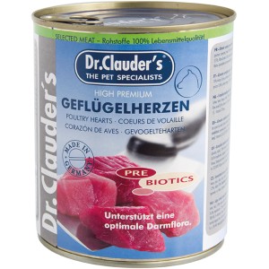 Dr. Clauder Hunde-Nassfutter mit Geflügelherzen, 800g Dose für eine ausgewogene Ernährung.