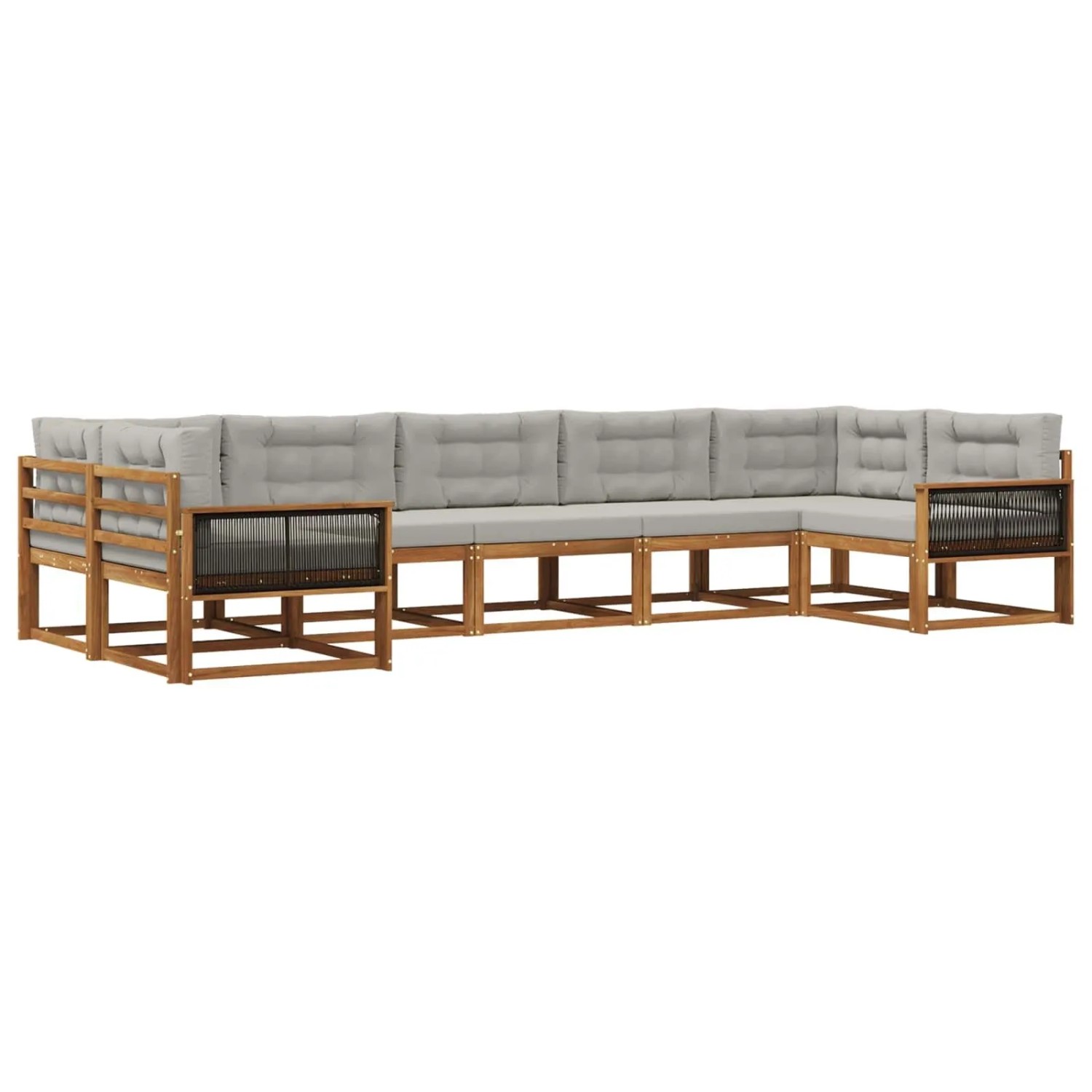 vidaXL Outdoor-Sofagarnitur mit Kissen 7 Stk Natur und Hellgrau 3382864