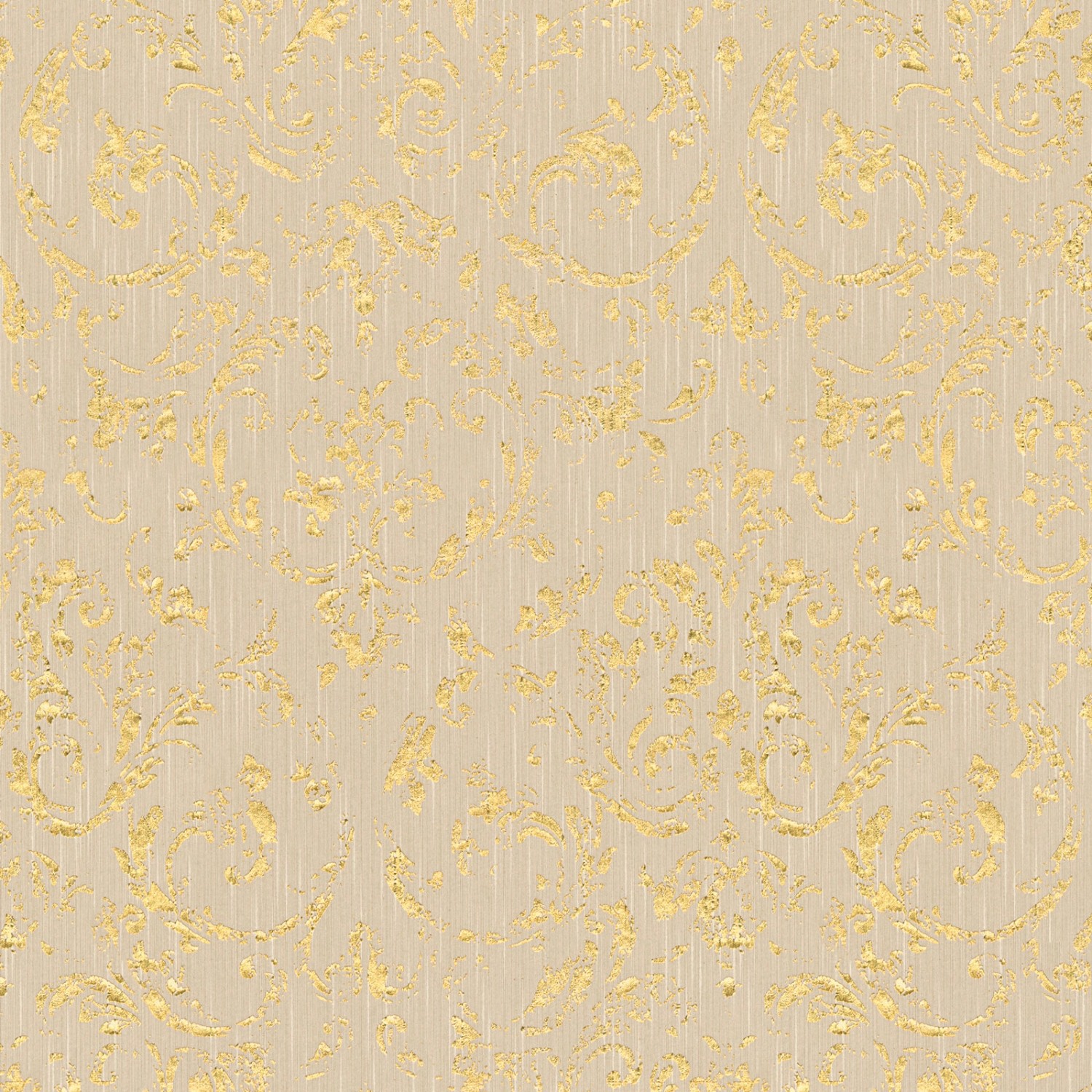 Bricoflor Ornament Tapete Beige Gold Glitzer Vliestapete mit Textil Barock Muster für Wohn und Esszimmer Vlies Textiltap