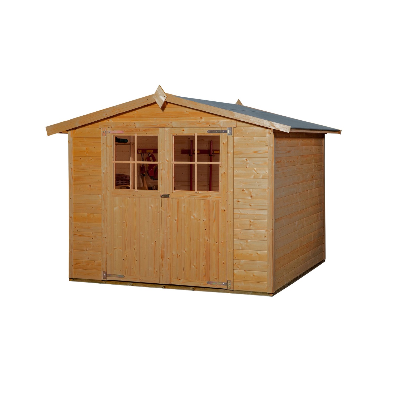 Lasiertes Holz-Gartenhaus Weka Parma mit Satteldach, 254x273 cm.