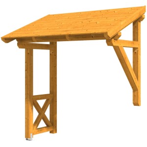 Skan Holz Haustür-Vordach Paderborn 3, Eiche hell lasiert, 242x156 cm. Massives Holzvordach für den Hauseingang.