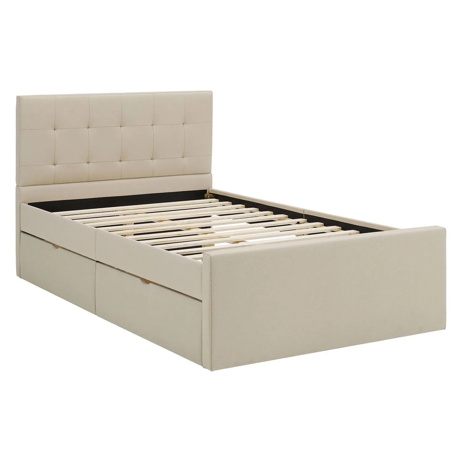 Homestyle4u Doppelbett 120x200 Polsterbett in Beige 3160