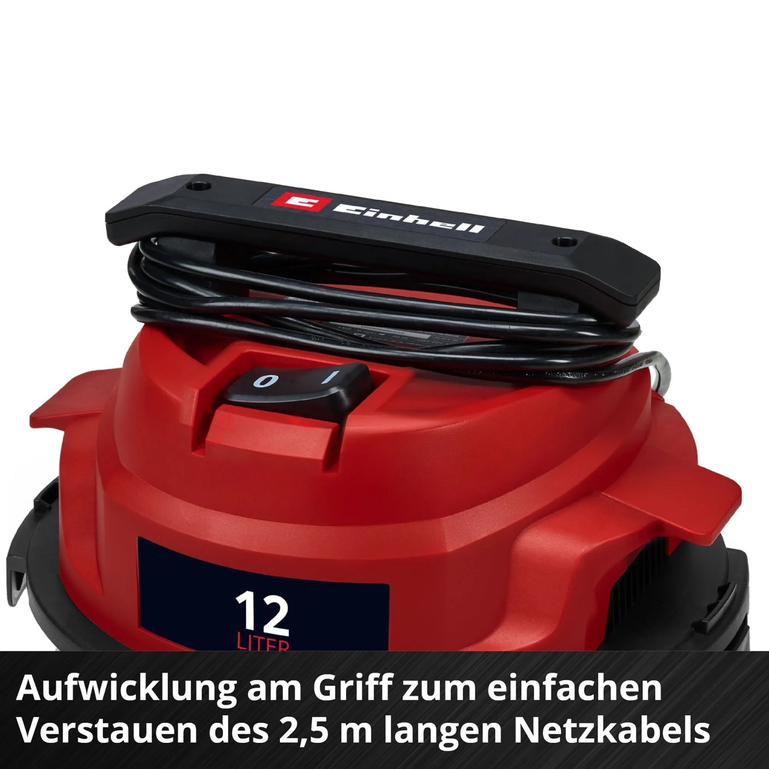 Einhell TC-VC 1240 S Nass-Trockensauger mit Kabelaufwicklung am Griff.