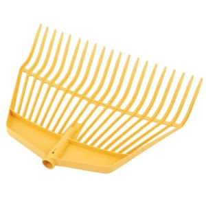 Gelber Galaflor Laubrechen aus Kunststoff mit 20 Zinken für Laub und Gartenabfälle.