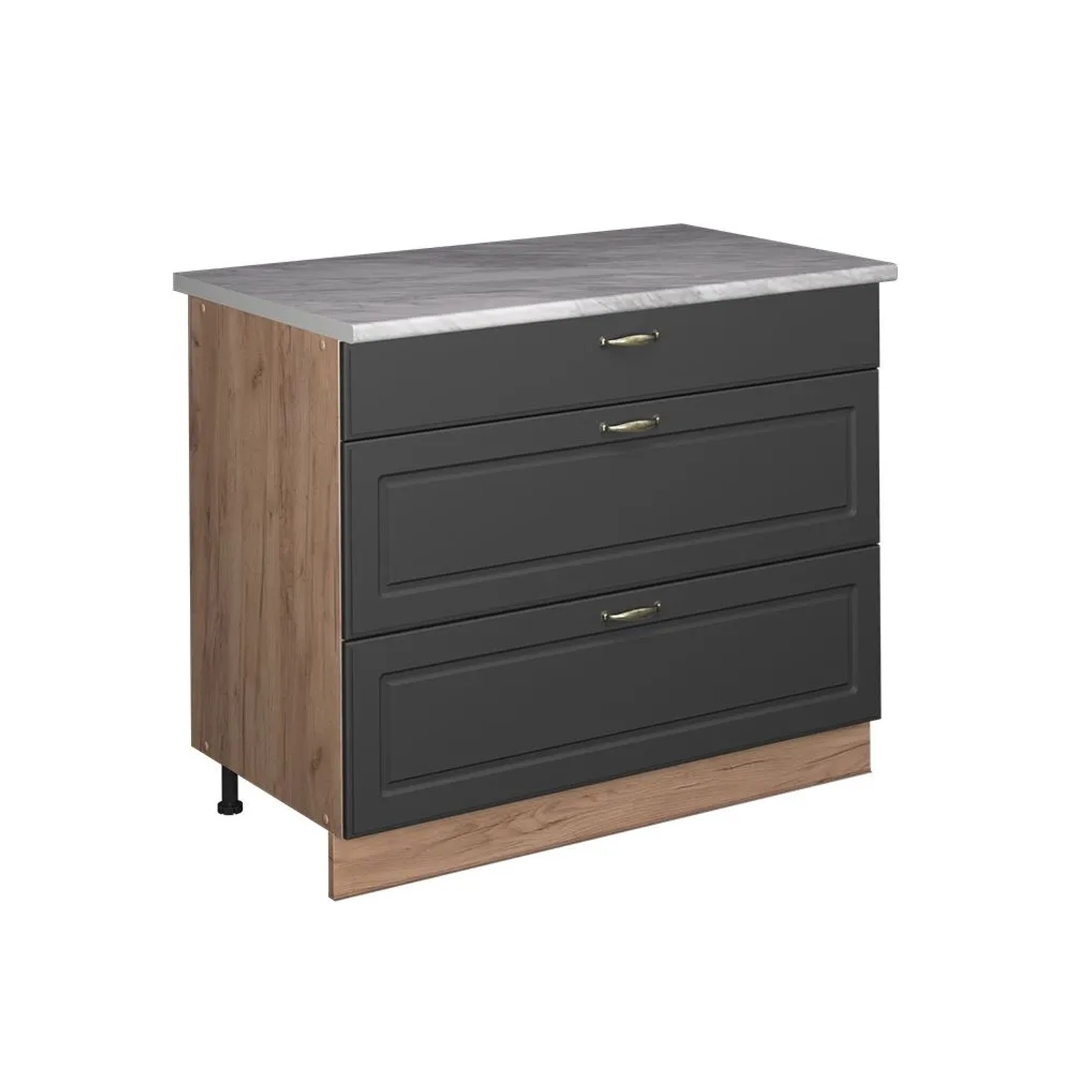 Vicco Küchenunterschrank Fame-Line Anthrazit-Gold Landhaus/Goldkraft Eiche 100 x 82 AP Marmor Art Nr 62035