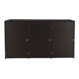 Proregal 3er-Mülltonnenverkleidung HxBxT 110x195x66 cm Poly-Rattan 3x120L Braun Mülltonnenbox Mülltonnenabdeckung