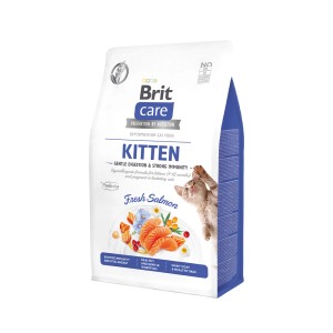 Brit Care Katzen-Trockenfutter Kitten Lachs, 400g Packung. Getreidefreies Futter für junge Katzen.