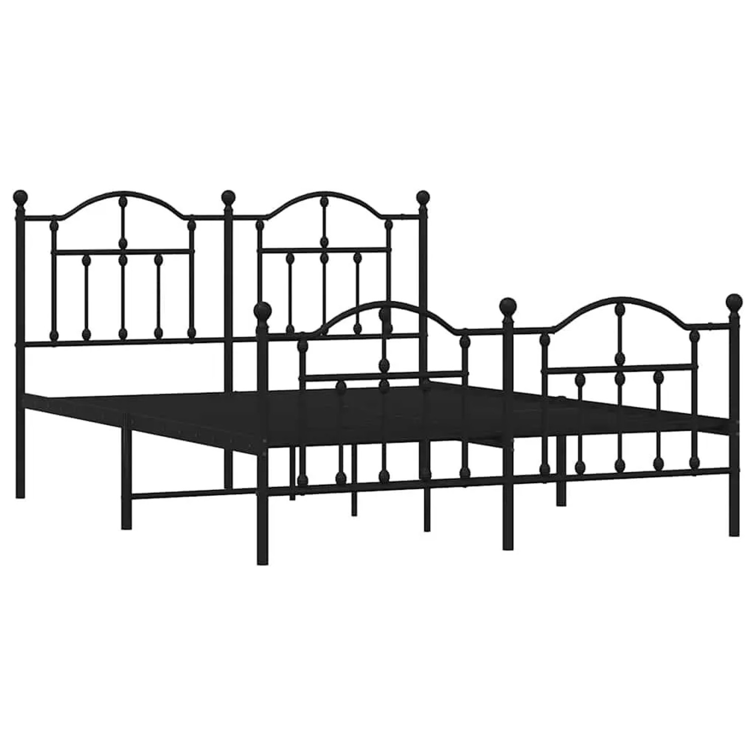 vidaXL Bettgestell mit Kopf- und Fußteil Metall Schwarz 140x190 cm 353457