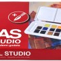 Lukas Aquarell Studio Reiseset mit 24 Aquarellfarben im Malkasten.