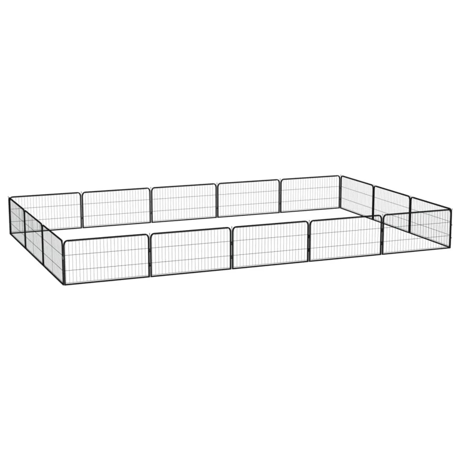 vidaXL 16 Tlg Hundelaufstall Schwarz 100x50cm Stahl Pulverbeschichtet 3115969