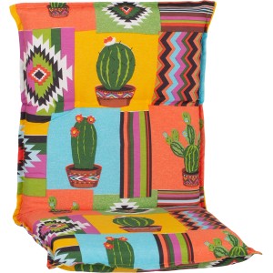 Saumauflage Hochlehner Tijuana mit bunten Kaktus- und Ethno-Mustern für Gartenstühle.