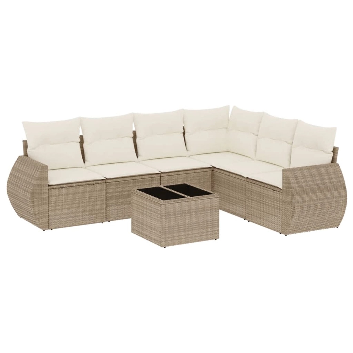 vidaXL 7-Tlg Garten-Sofagarnitur mit Kissen Beige Poly Rattan 3253755 günstig online kaufen