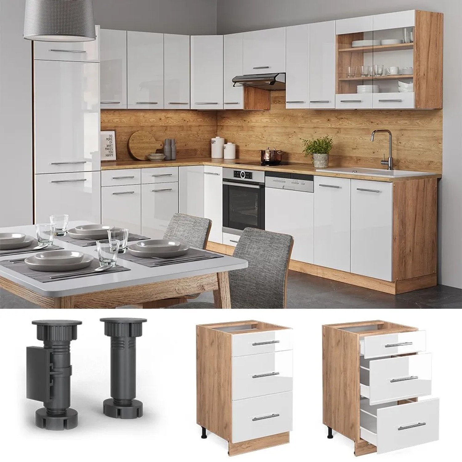 Vicco Küchenunterschrank Fame-Line Weiß Hochglanz 50 cm o. Arbeitsplatte kaufen bei OBI