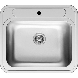 Pyramis Einbaubecken ATRIA aus Edelstahl mit Hahnbank, Aufsicht.