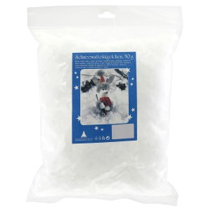 Verpackung Schneekügelchen aus Schneewatte, 50g, weiße Weihnachtsdekoration für Winterdeko.