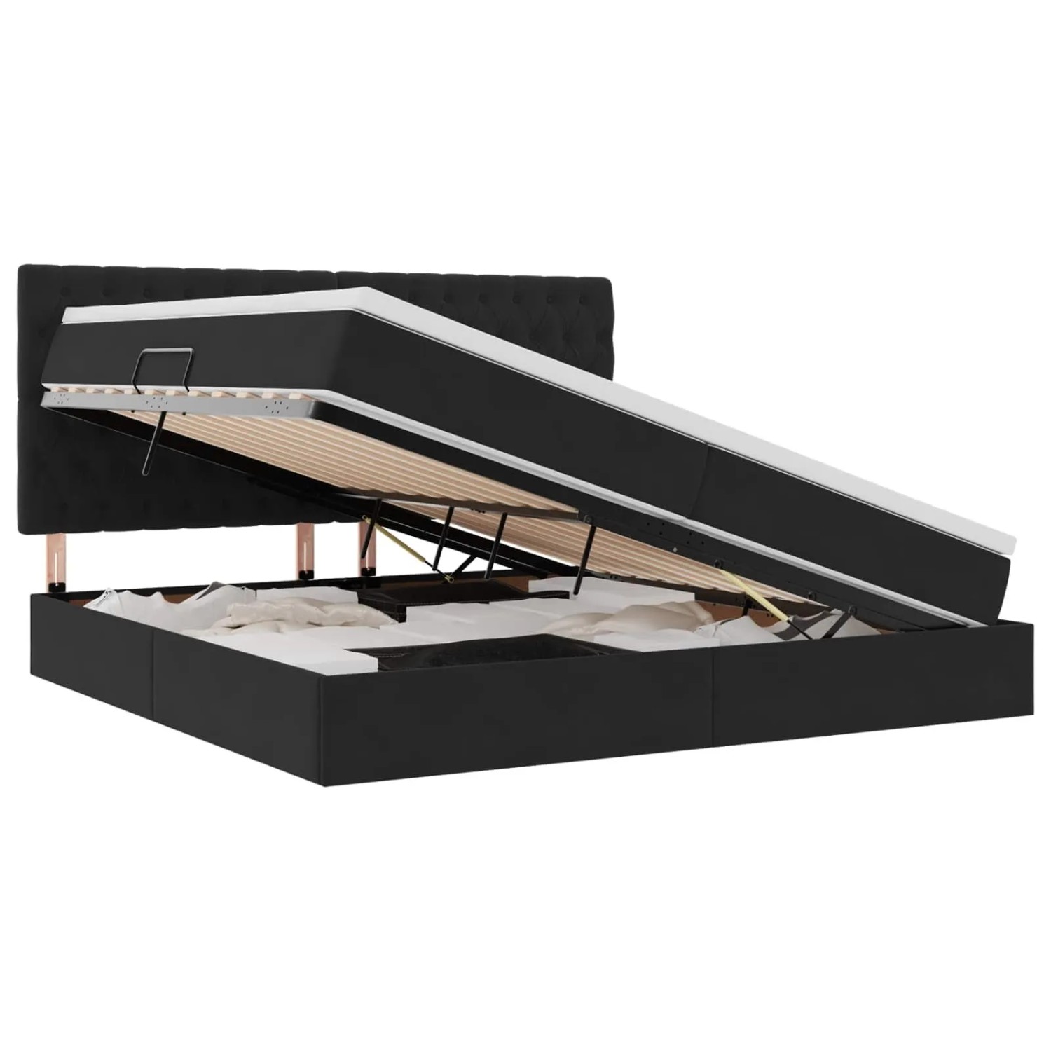 vidaXL Bett mit Stauraum und LED Schwarz 200 x 200 cm Samt 3372113 günstig online kaufen