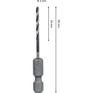 Bosch Spiralbohrer Pro Metal HSS-G, 2 mm, mit Sechskantschaft für Metallbohrungen.