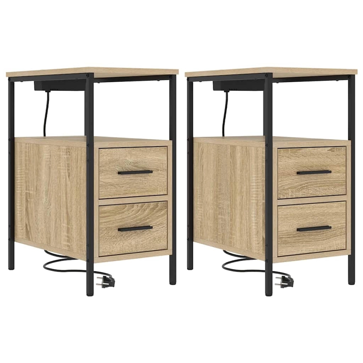 vidaXL Nachttisch 2 Stk Sonoma-Eiche 30 x 48 x 61 cm Holzwerkstoff 859413 günstig online kaufen