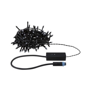 Paulmann Yuna LED-Lichterkette, 10m, schwarz, aufgerollt mit Steuerbox. Smarte RGB-Beleuchtung für den Außenbereich.
