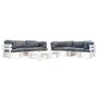 vidaXL Paletten-Lounge-Set, 6-teilig, grau, Holz. Gartenmöbel-Set mit Sofas, Tischen und Kissen.