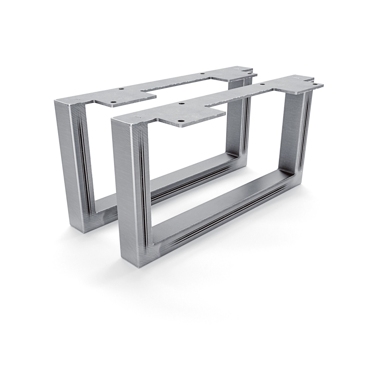 HEVVA Möbelfüße GRAZ 15 cm Hoch 30 cm Tief 2er Set Rohstahl-Klarlack