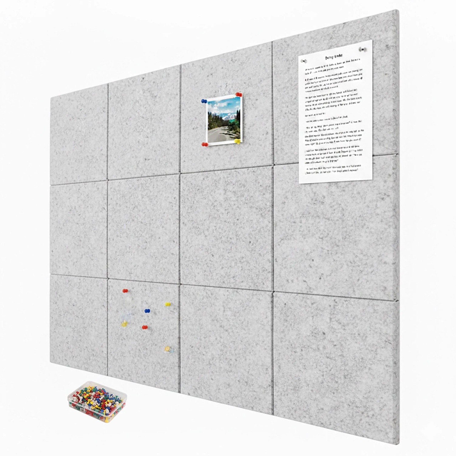 Relaxdays Filzpinnwand Quadrat Filz Grau Selbstklebend 30 cm x 30 cm x 0,9 cm