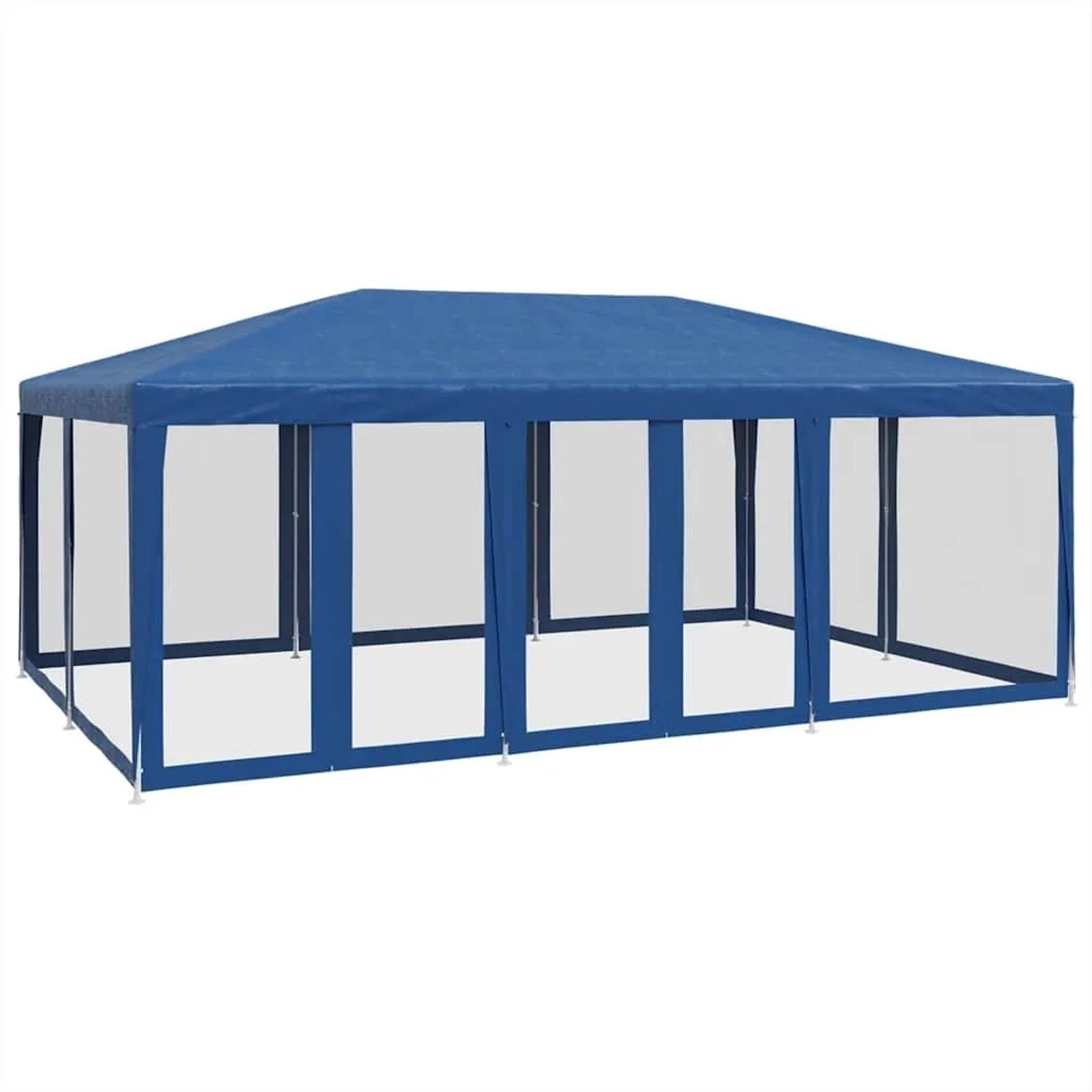 vidaXL Partyzelt mit 10 Mesh-Seitenteilen Blau 6x4 m HDPE 4010067