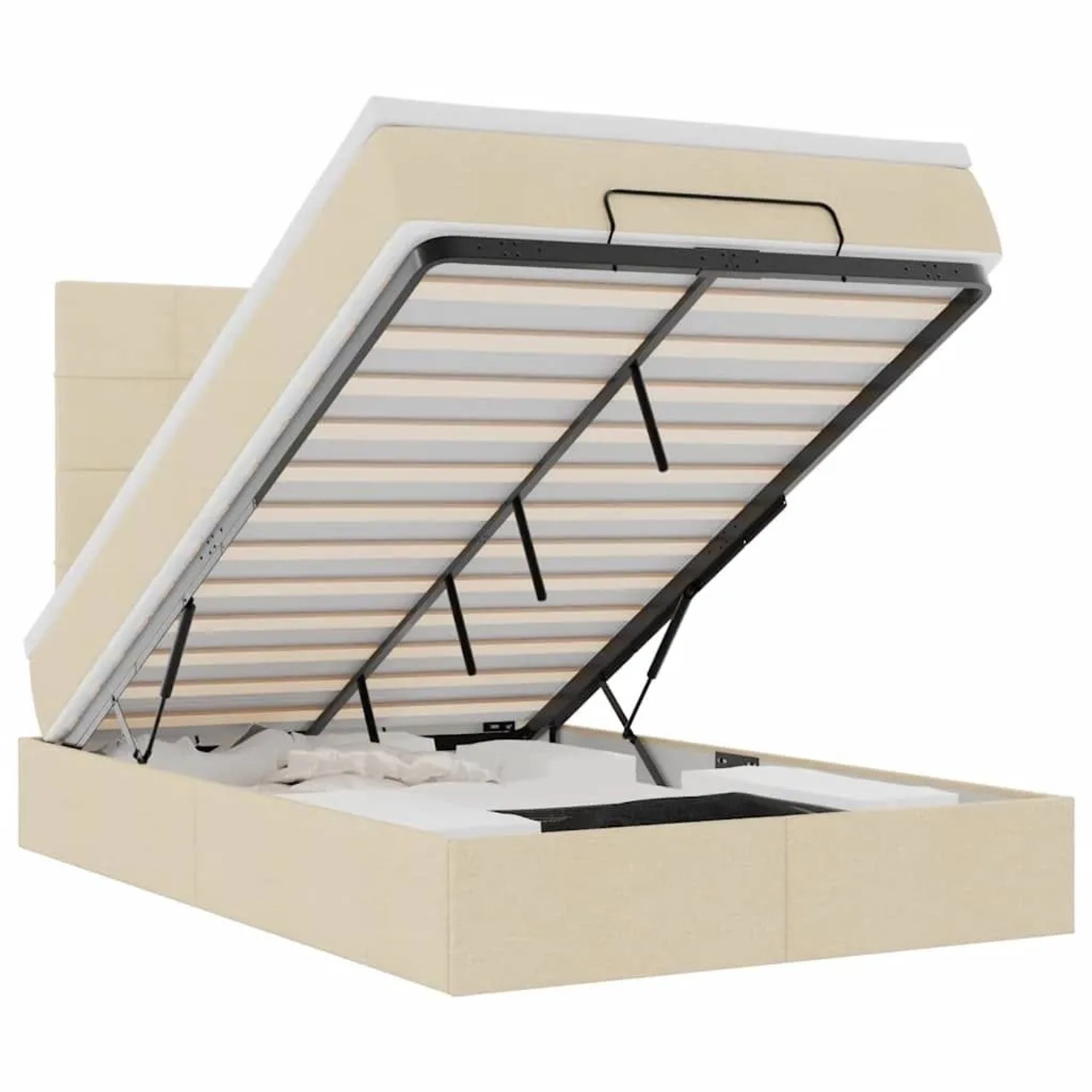 vidaXL Ottoman-Bett mit Matratze und LEDs Creme 120x200 cm Stoff 3314001