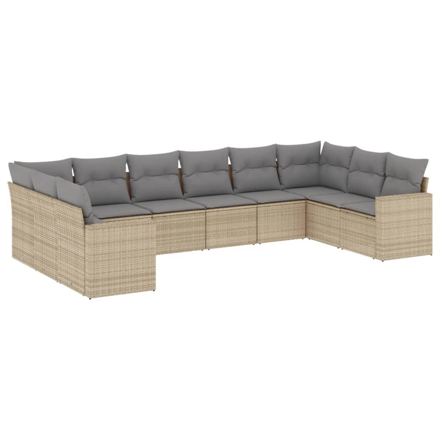 vidaXL 10-Tlg Garten-Sofagarnitur mit Kissen Beige Poly Rattan 3219459 günstig online kaufen